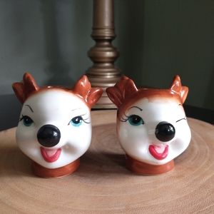 Vintage Christmas Reindeer Salt and Pepper Shakers
